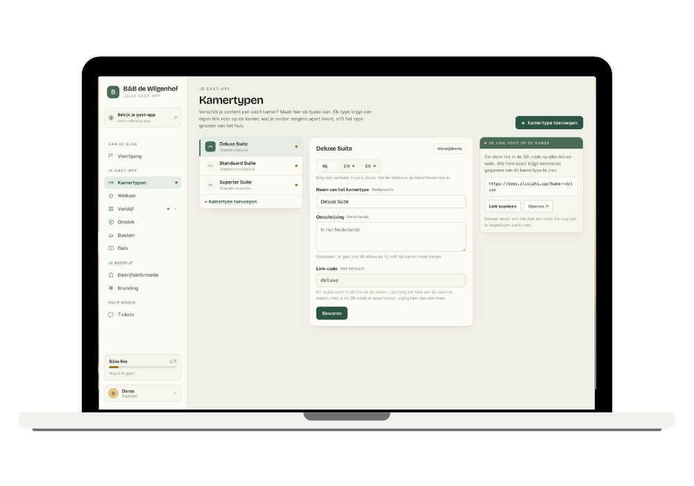 Kamertypen in het dashboard
